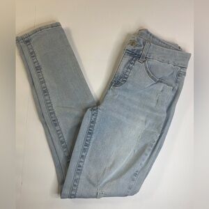 Seven 7 Women’s Tummyless High Rise Skinny Blue Jeans 4 Distressed Light Wash